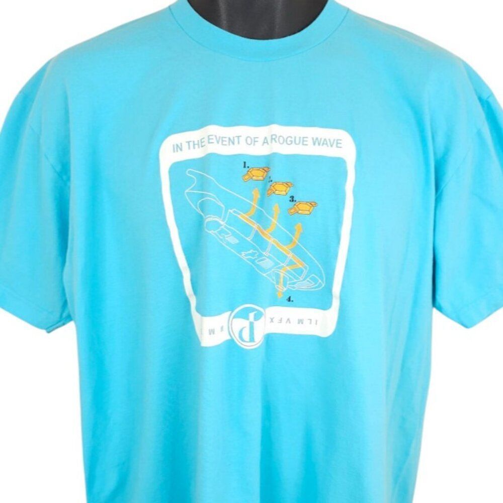 Vintage Poseidon T Shirt Mens Size XL Blue Y2K Visual FX Crew ILM Made In USA